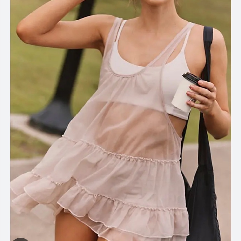 FP Movement by Free People Sheer Ruffle Cover-Up in Cream